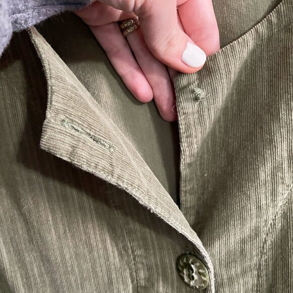 Flax Chore Coat Button Up Shirt 3/4 Sleeve Sage Green size Large - Picture 3 of 8